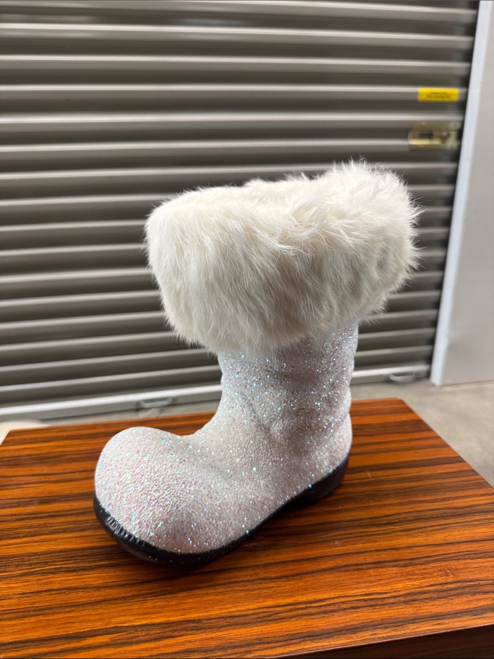 Sparkling White Faux Fur Holiday Boot